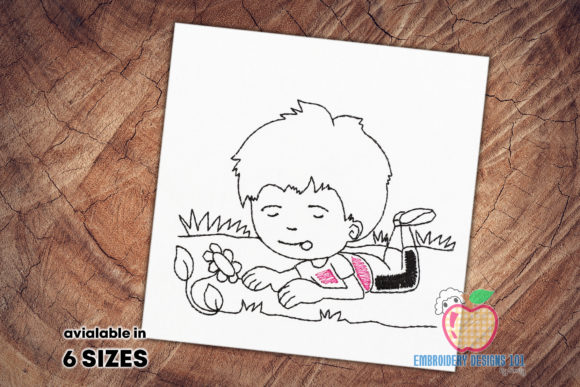 A Boy, a Flower, and the Quiet Charm of Sketch-Style Embroidery
