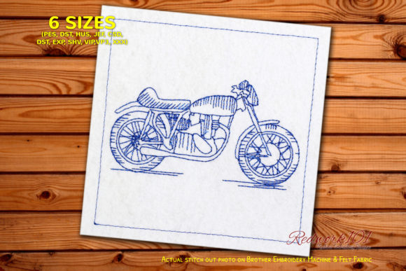 A Classic Motorbike Design for Embroidered Products