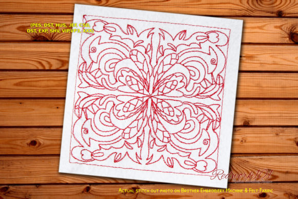 A Classic Redwork Quilt Block for Modern Personalized Gifts