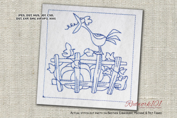 A Rustic Rooster Redwork Design for Your Small Shop