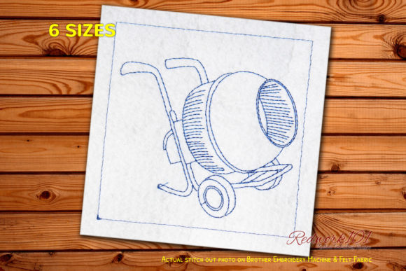 Cement Mixer Embroidery Design for Boutique Apparel