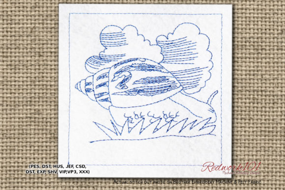 Embroidery Designer Review: Giant Ghana African Snail Redwork