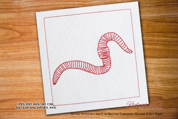 Fishing Red Worm Embroidery for Boutique Apparel