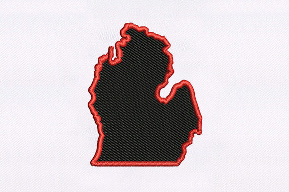 Michigan State Map Embroidery for Boutique Apparel Projects
