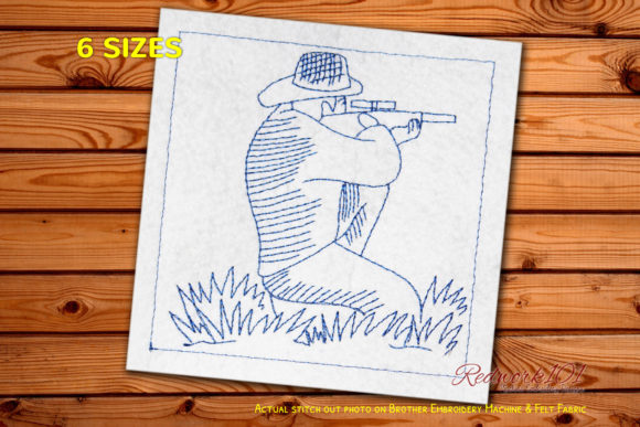 Reviewing the Hunter with Gun Pointing Redwork Embroidery