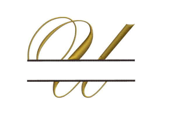 Split Monogram Font Letter U for Boutique Apparel Embroidery