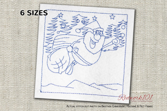 Super Santa Delivering Gifts Redwork Embroidery Review