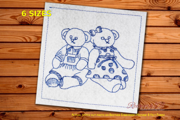 Teddy Bear Love Valentine Redwork Embroidery Review